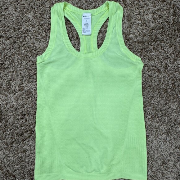 Athleta Momentum Seamless Tank-Aloe Green Mini Stripes XS - Picture 1 of 6
